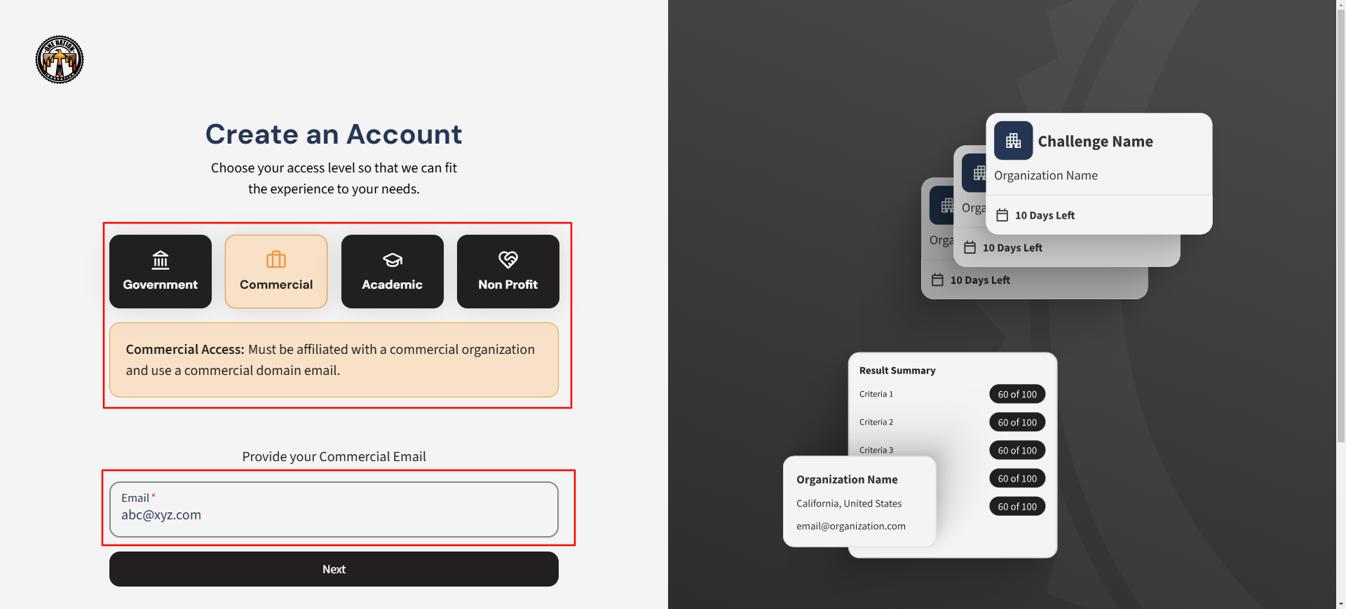 User completing the account creation process