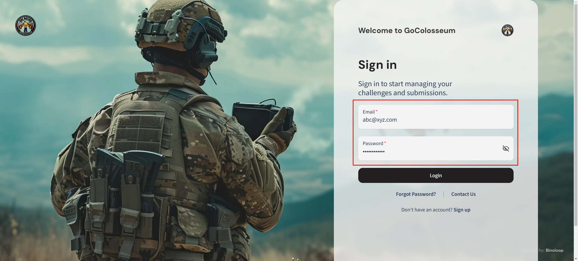 User logging into the platform